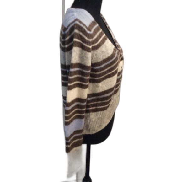 Free People Striped Cardigan Sweater Button Front V Neck Small Alpaca Wool Blend - Picture 2 of 5